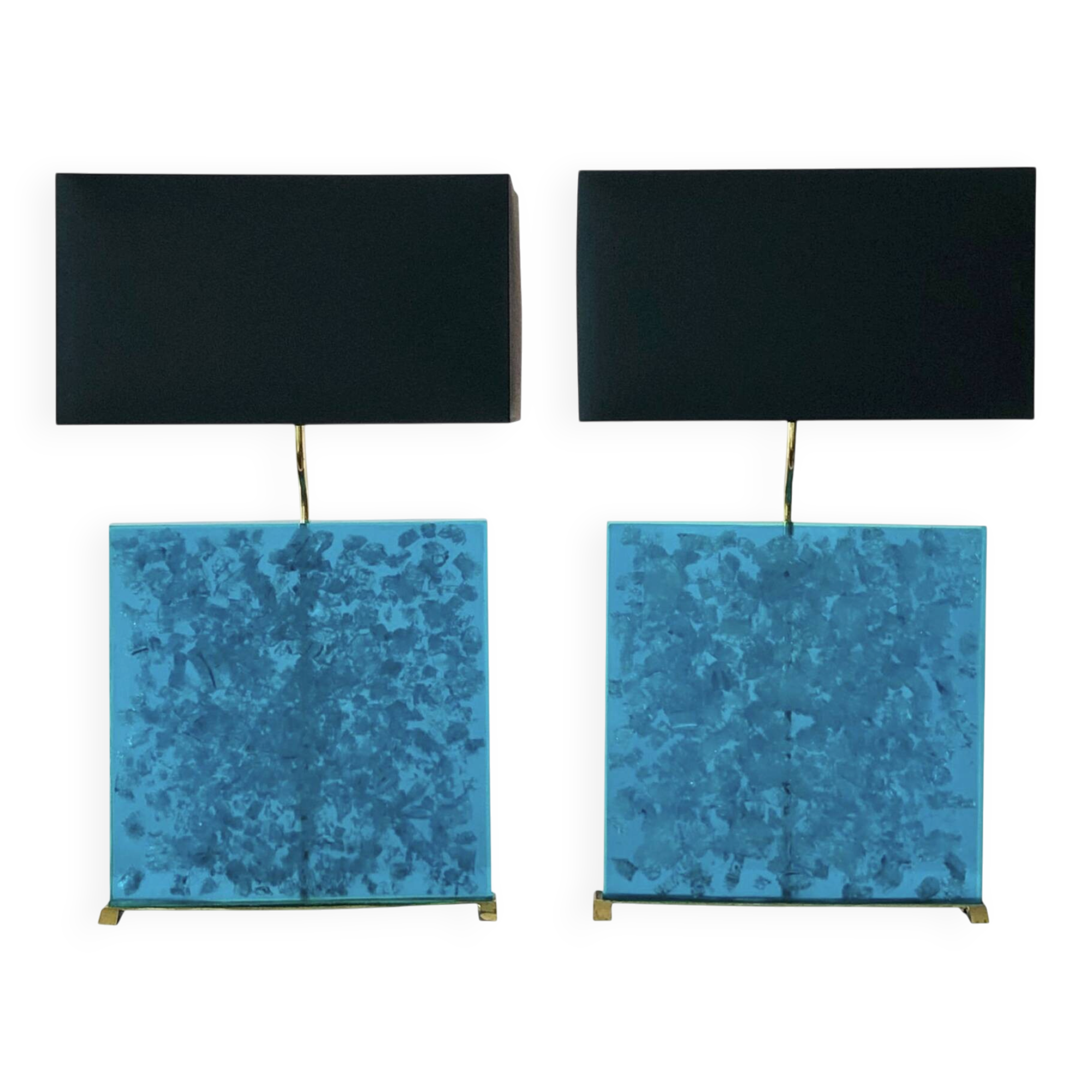 Turquoise fractal resin table lamps, 1980s