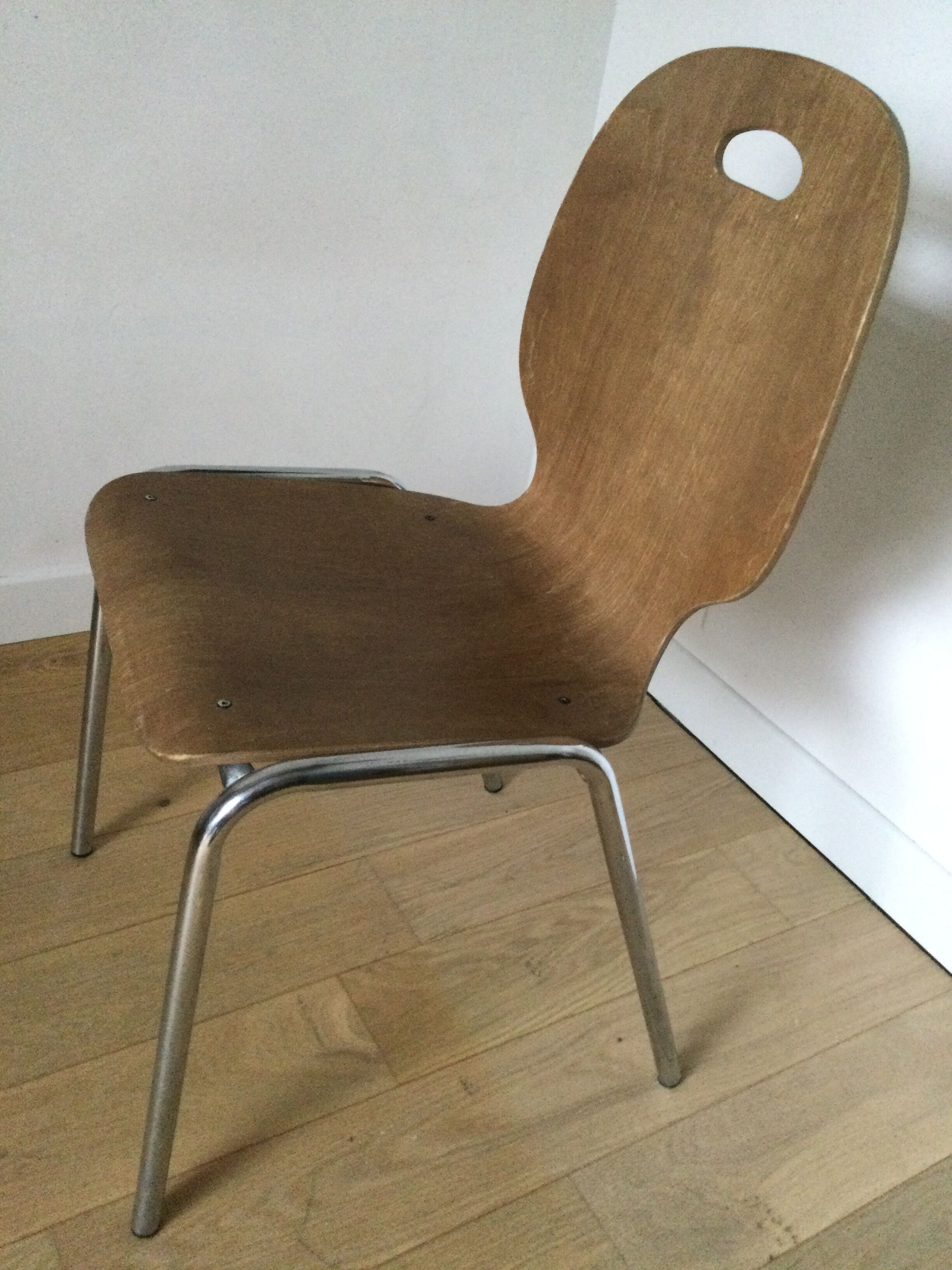 Vintage chair wood and chrome