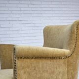 1960s, Danish armchair, honey-yellow furniture velour, original condition.
