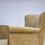 1960s, Danish armchair, honey-yellow furniture velour, original condition.