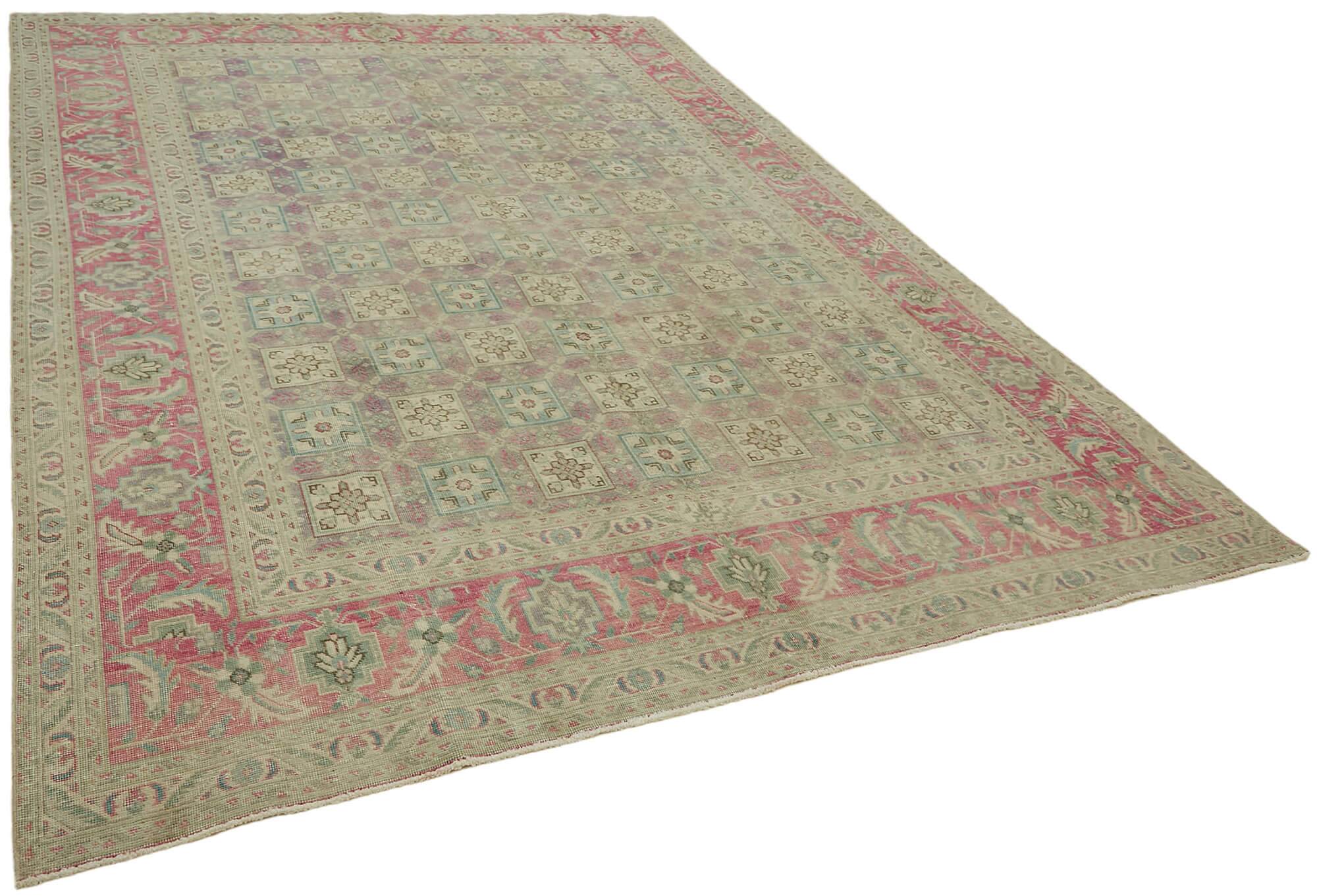 Hand-Knotted Persian Antique 1970s 241 cm x 340 cm Beige Wool Carpet