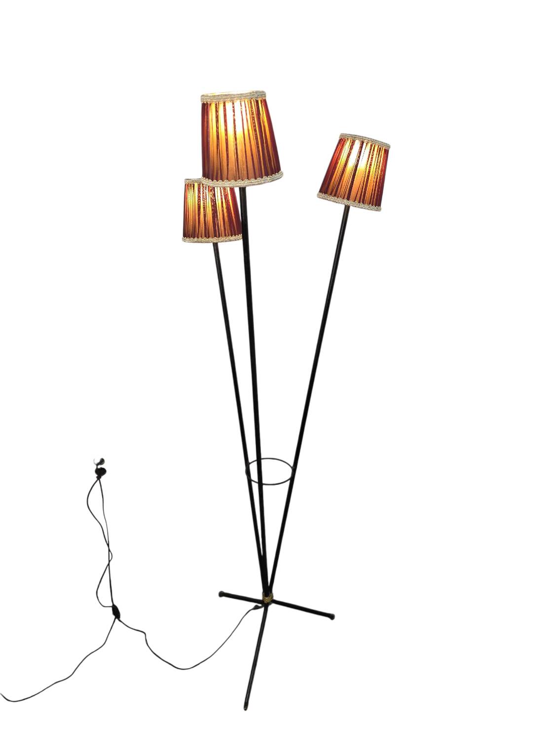 1960s tripod floor lamp, 3 lights