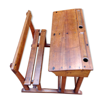 Solid oak schoolboy office + 75 years old - Good condition