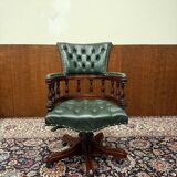 English Chesterfield Desk Chair Green