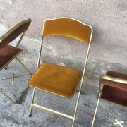 4 folding chairs in Velvet, cinema, gold metal, made in Belgium