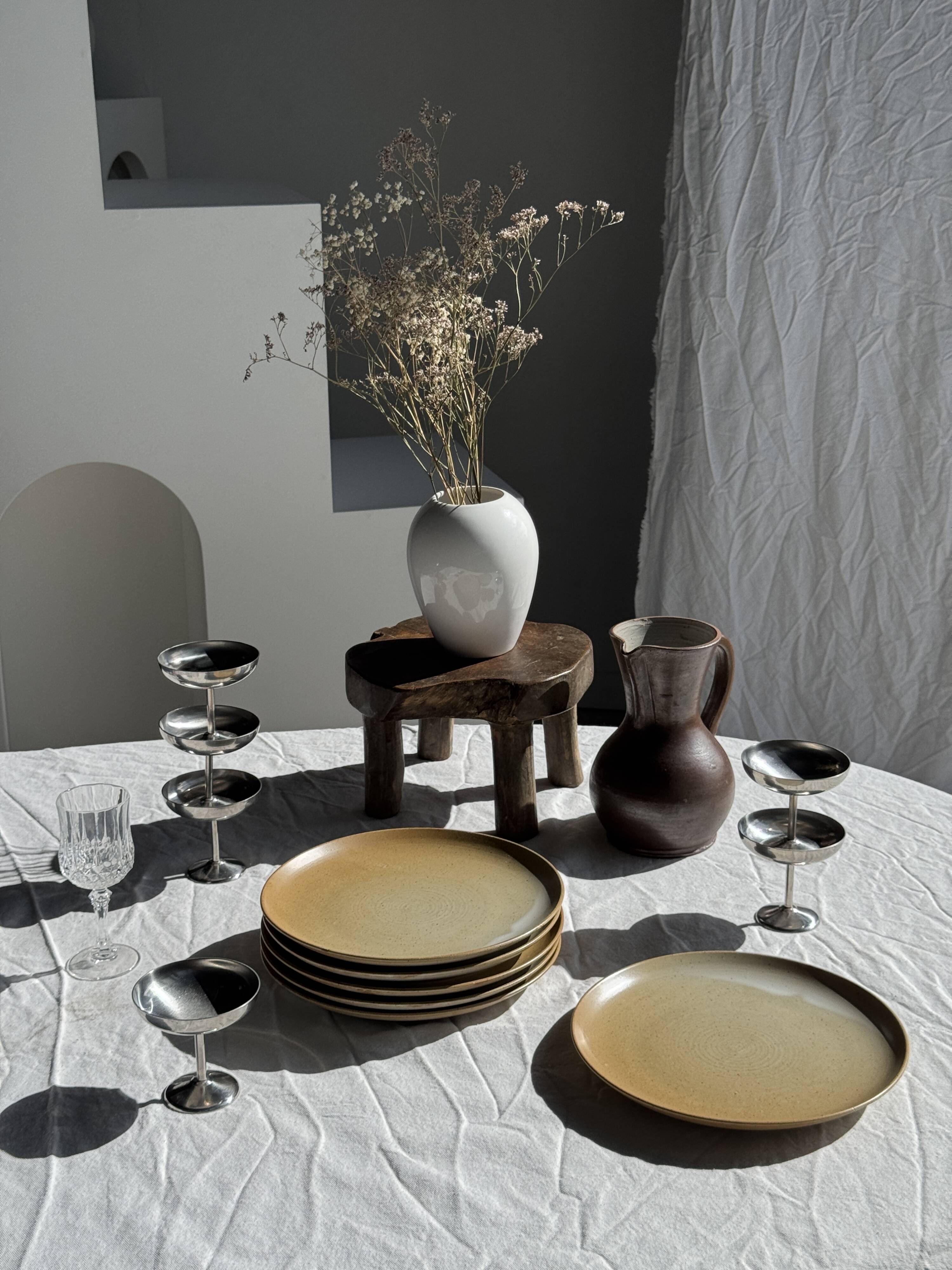 Set of 6 stoneware plates Village France D24