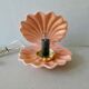 Ceramic shell lamp and 80s opaline lamp