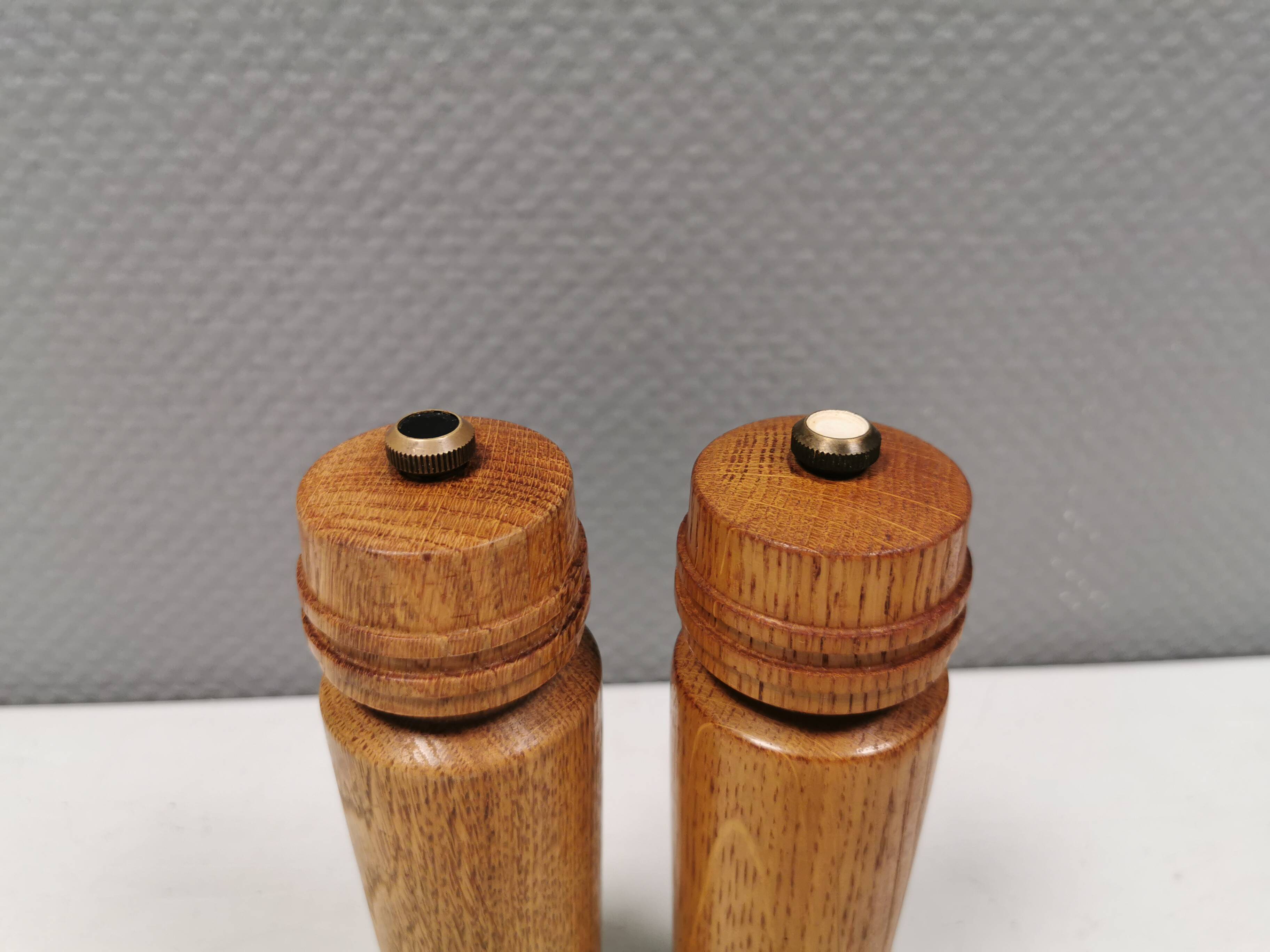 Vintage set of salt and pepper grinders, in oak Denmark 1960s