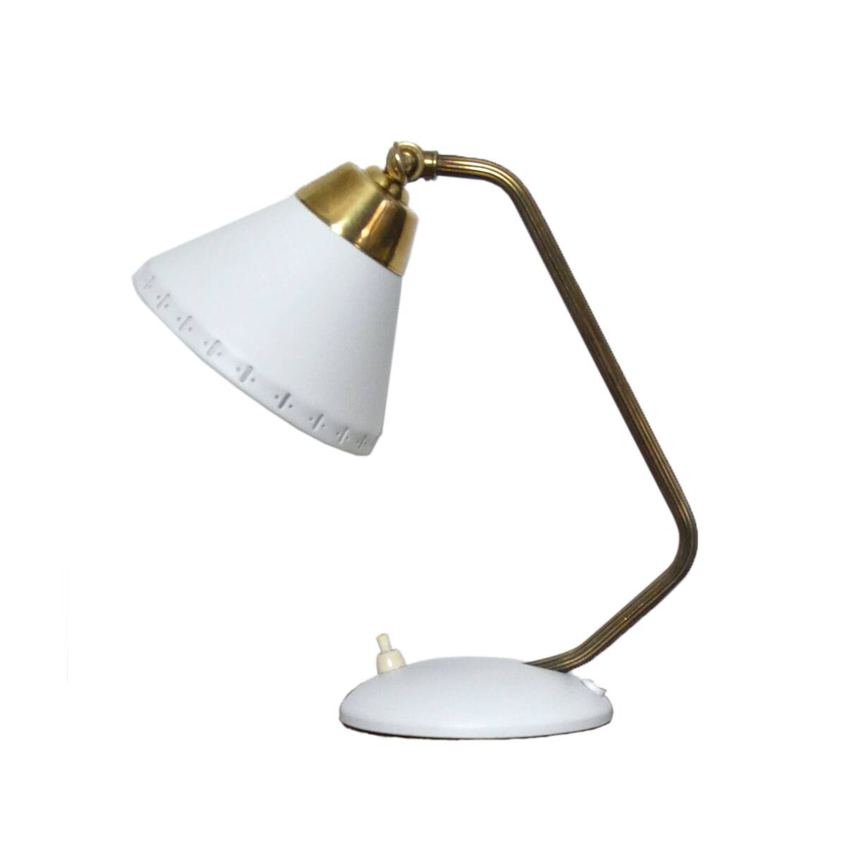 Swedish Table Lamp in Brass and White Metal, EWÅ Värnamo, 1950s