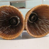 Wall mounted wood double Lampshade "sisal"