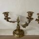 Pair of rocaille candlesticks in gilded bronze