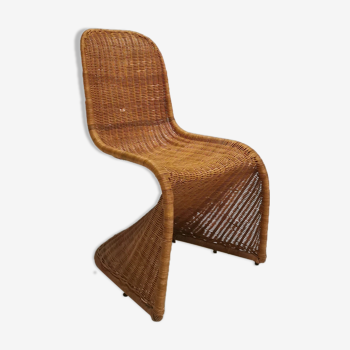 Chaise S en osier 1970