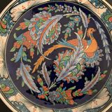 Turkish earthenware dish, coloured, handmade and signed Coskun Uzun, Kotahya, Turkey