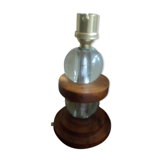 Wood and crystal lamp