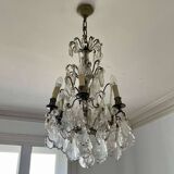 6-light chandelier in bronze and cut crystal, work early 20th century