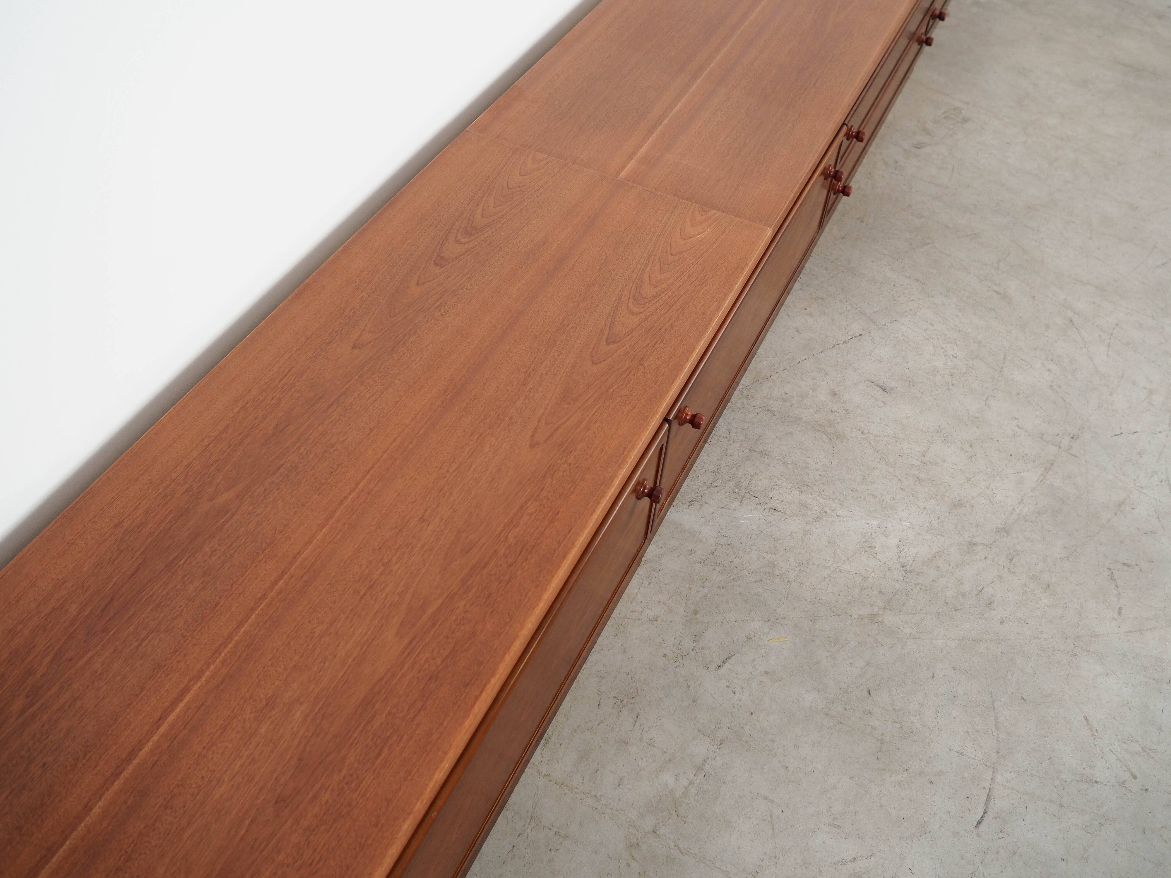 Low mahogany furniture, Danish design, 1970s, made in Denmark.