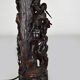 African carved ebony lamp, "Hunters, buffalo and crocodile"