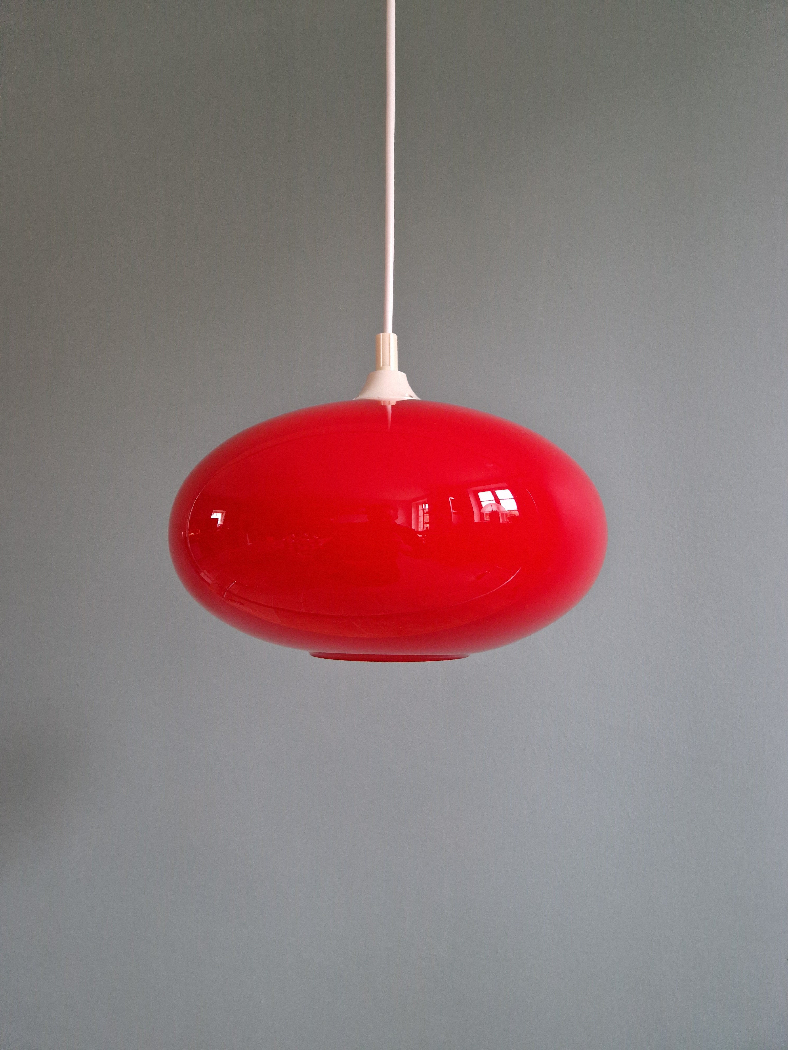 Vintage suspension in red opaline, 1960s-70s.