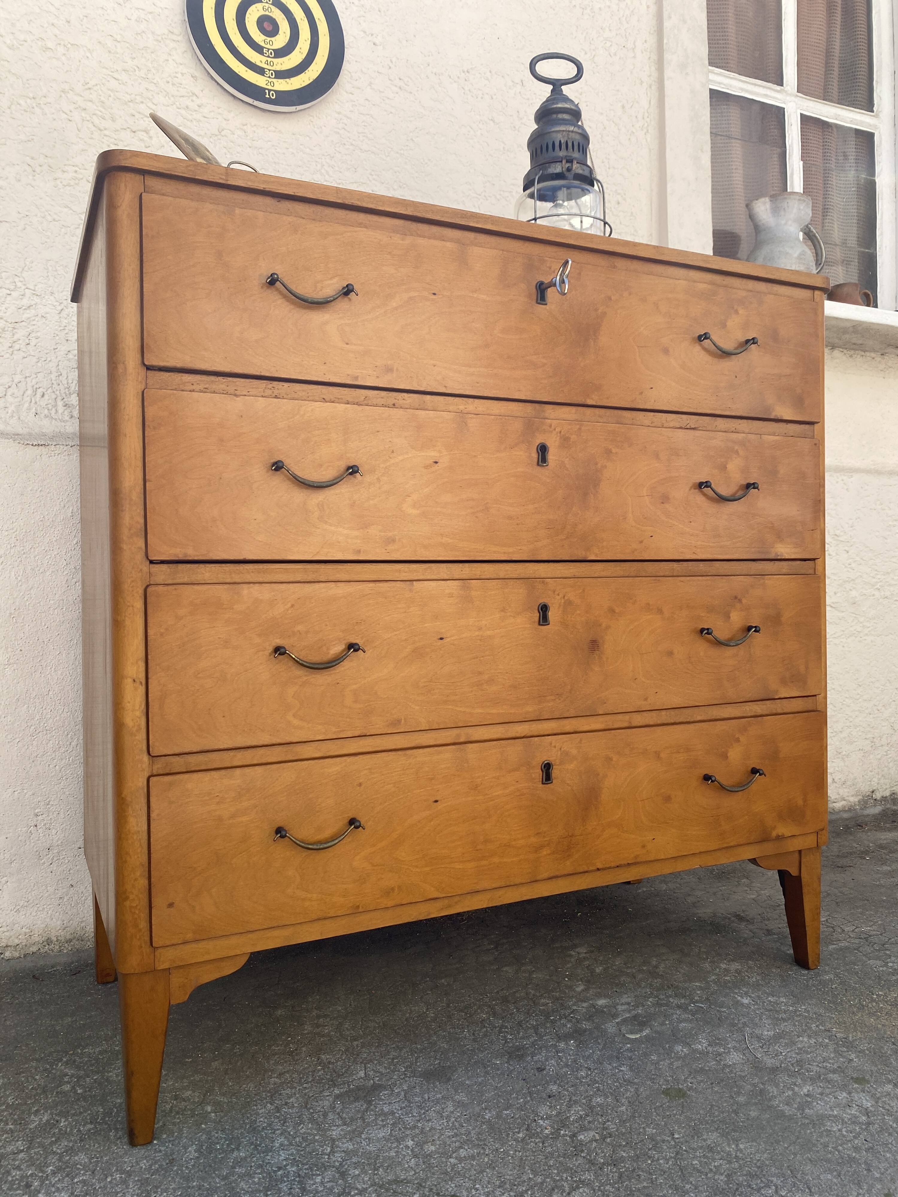 Commode suédoise vintage en bouleau années 50