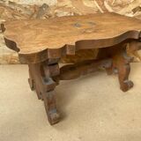 Antique Communion Bench Stool Carved Wood + Metal Monogram Early 20th Century