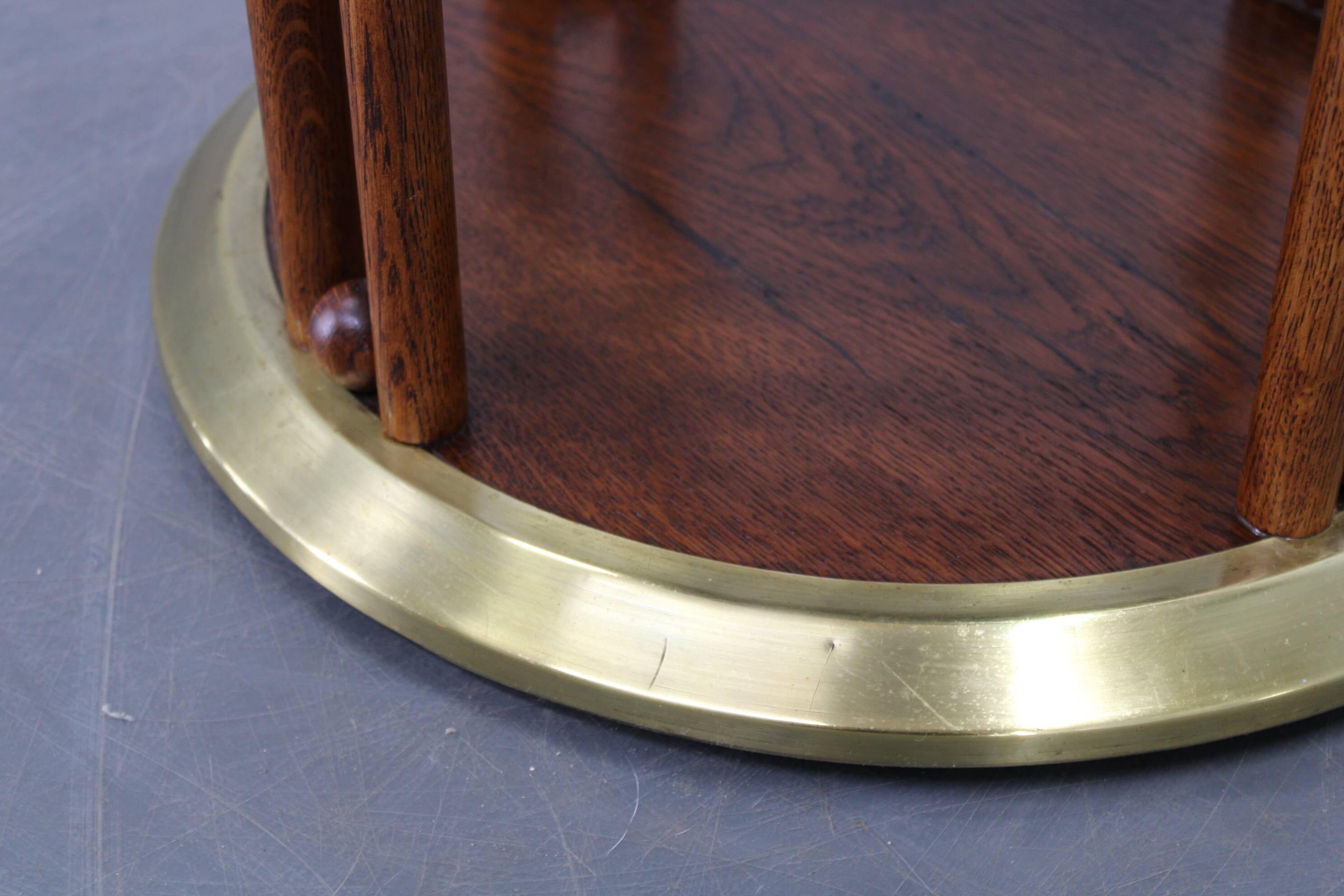 Vienna Secession coffee table in oak and brass, Czechoslovakia, 1920s.