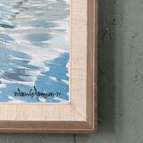 1971 Mid-Century Modern "Boathouse", Vintage Swedish Framed Oil Painting