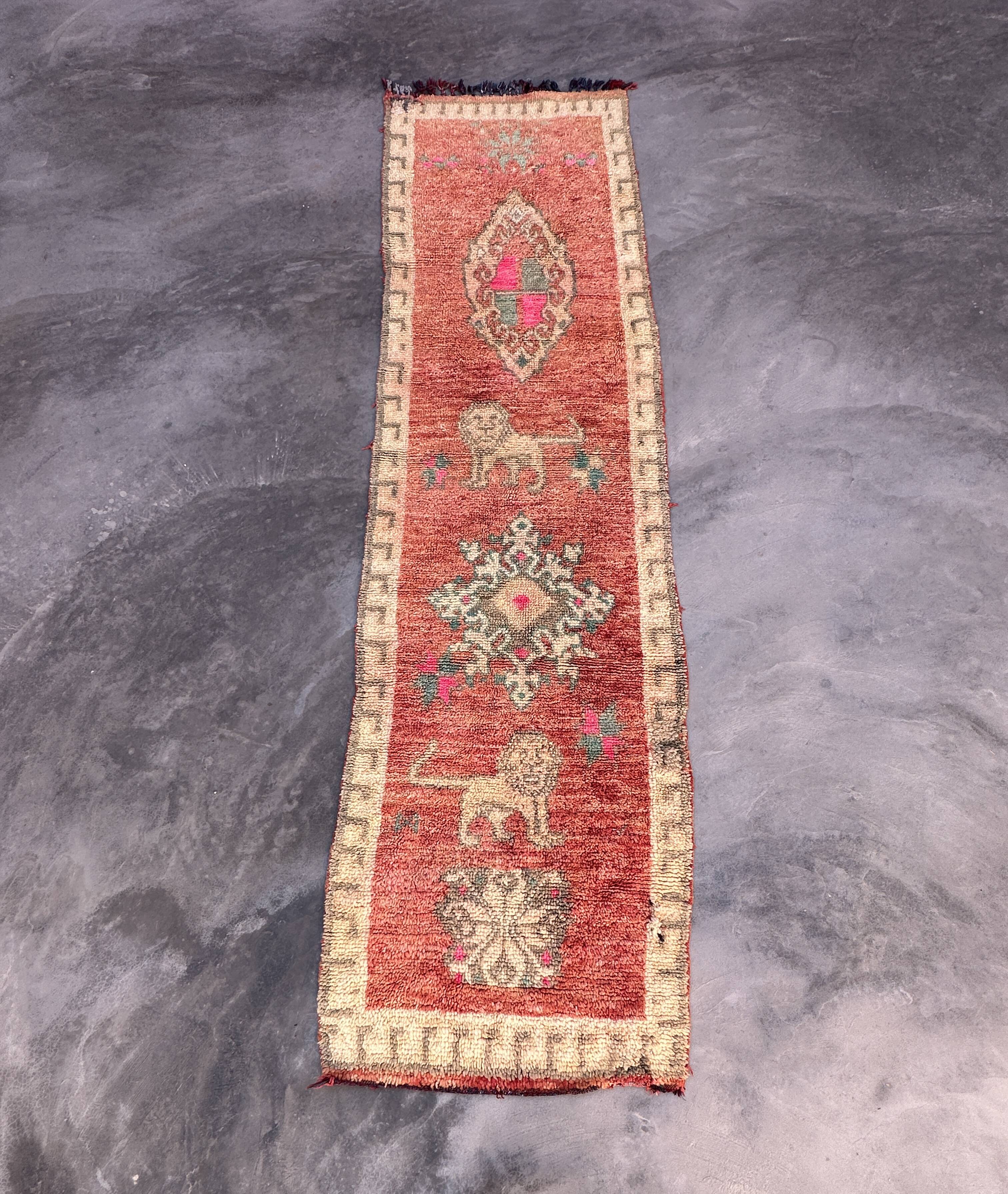 Neutral Boujad Moroccan rug - 313 x 88 cm