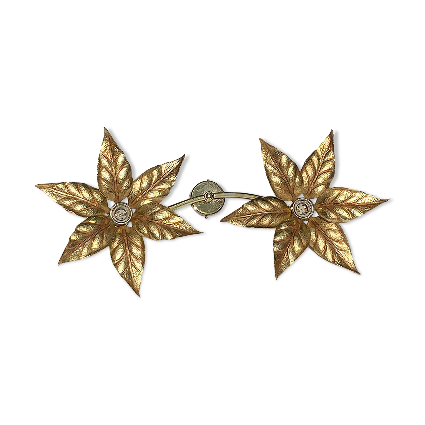 Hollywood regency brass floral wall sconce by Willy Daro