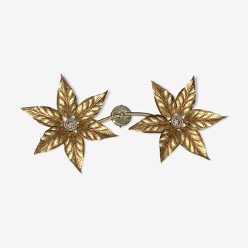 Hollywood regency brass floral wall sconce by Willy Daro