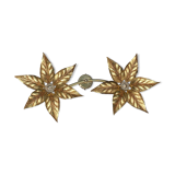 Hollywood regency brass floral wall sconce by Willy Daro