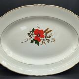 Set of 8 plates + 1 vintage oval dish Moulin des Loups Champêtre red