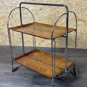 Chariot de service table d'appoint dinette space age brown design 60s 70s