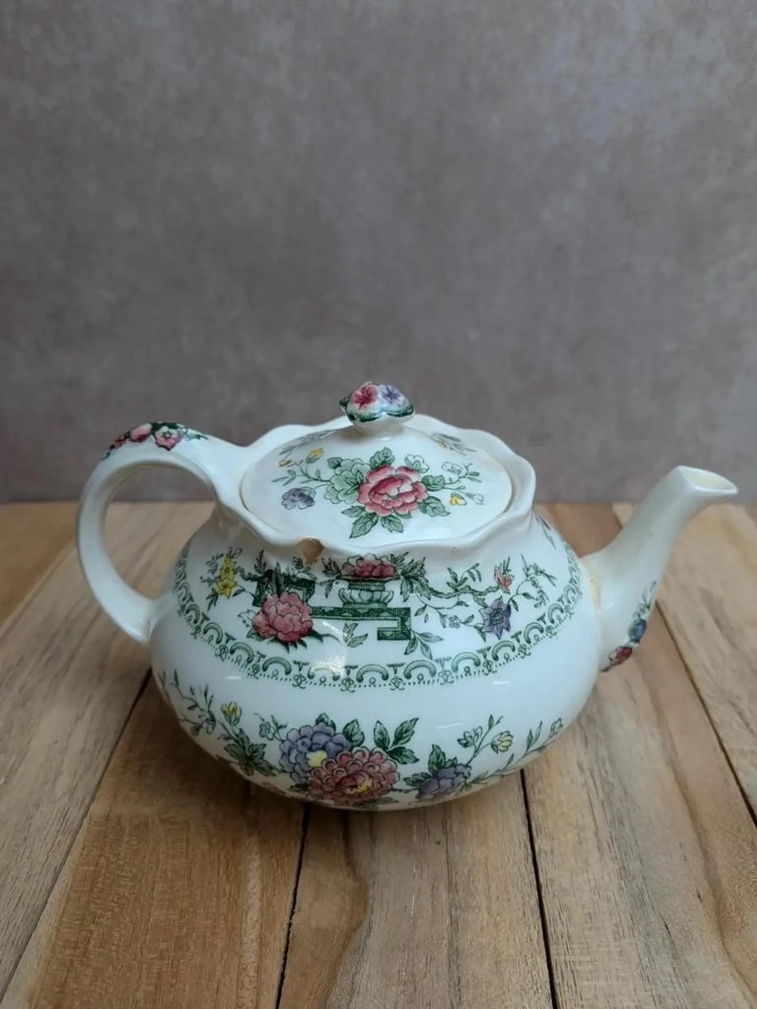 Vintage teapot and milk jug set Crown Ducal Chinese Garden – England