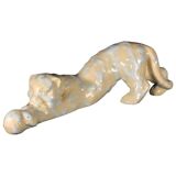 Art Deco Panthere / Cat sculpture in signed ceramic, Domien Ingels style
