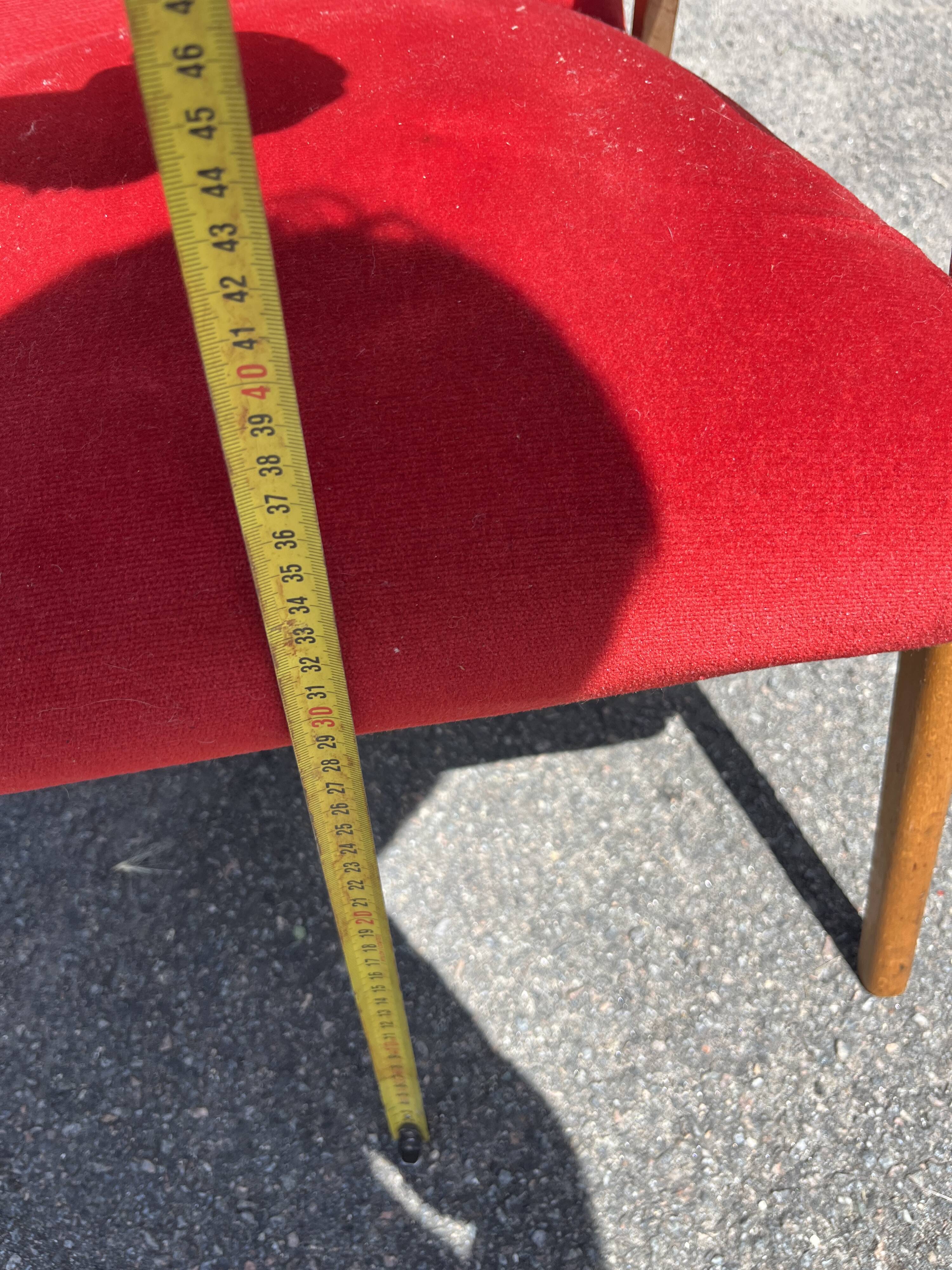 Vintage Armchair 50s/60s Scandinavian Style - Red Velvet and Compass