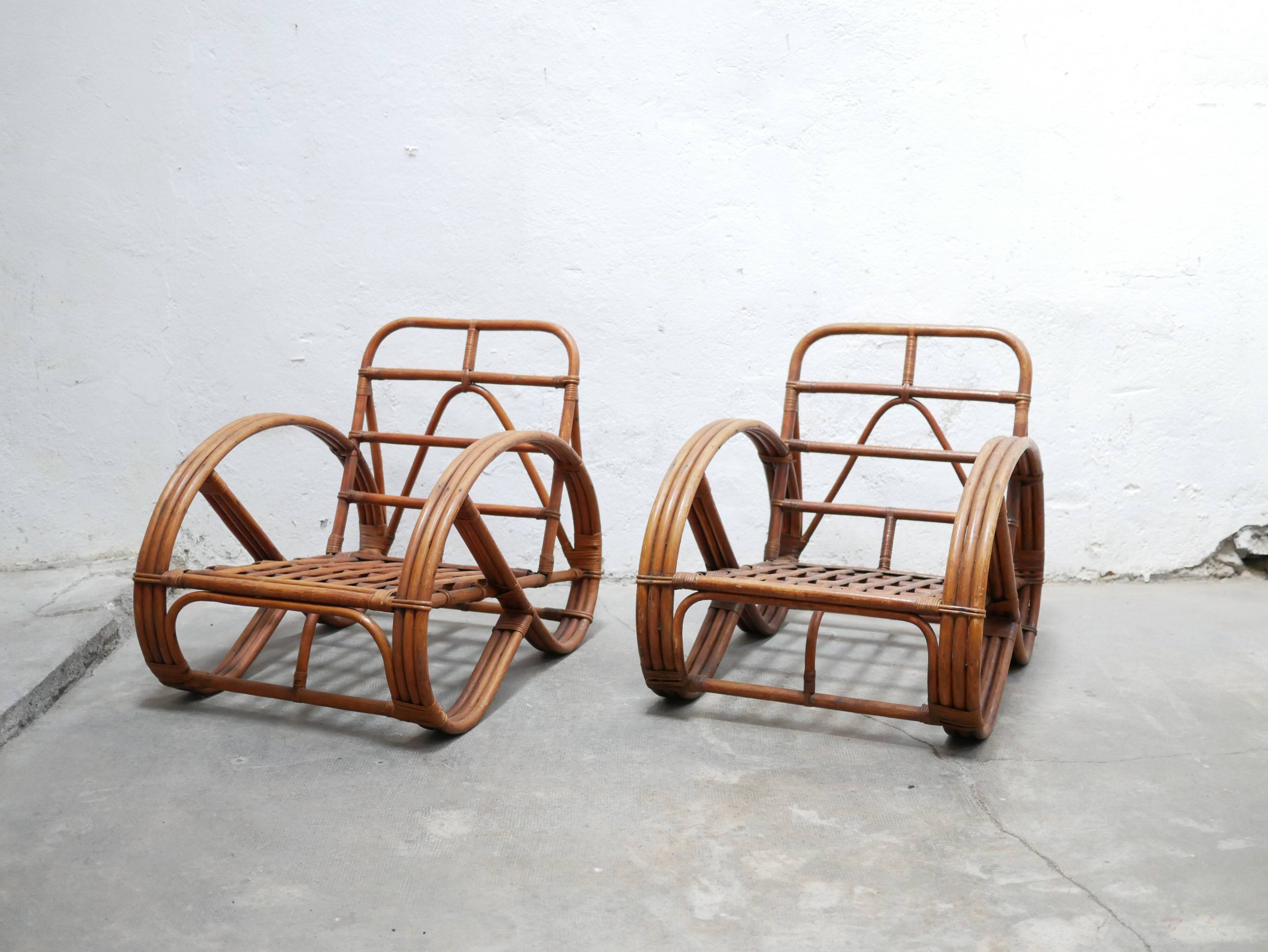 Vintage rattan pretzel armchair