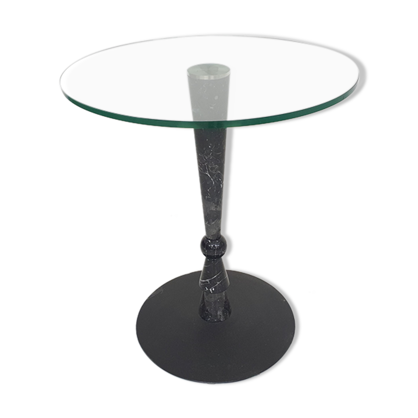 Round marble and glass side table, Italy 1980