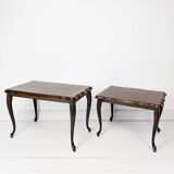Lot de 2 tables d'appoint tables gigognes Chippendale courbes rectangulaires vintage midcentury ban