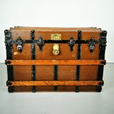 Late 19th Century Oak Banded Storage Travel Trunk / Chest