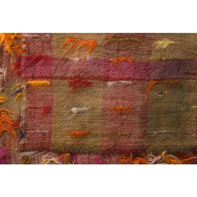 Vintage Turkish Hand-Knotted Wool Cotton Red Kilim Runner Rug 103x220