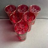 6 red glasses cut in orangeade – mid-twentieth