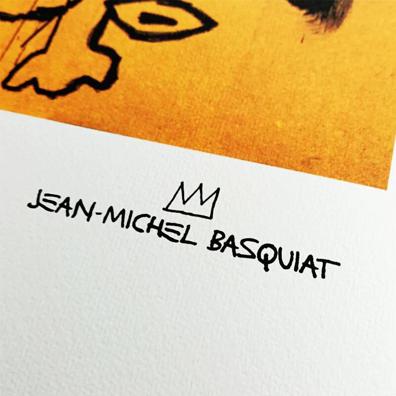 Limited edition lithograph by Jean-Michel Basquiat from the 1990s, numbered in pencil.
