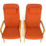 Set of 2 Scandinavian beech armchairs, Sweden, 1950