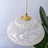 White Clichy glass pendant light with dome - 1930s - 6 copies available