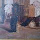 Oil on panel - early 20th century - interior of a church