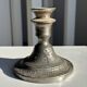 Small antique candle holder engraved in silver-plated metal, in its original condition.