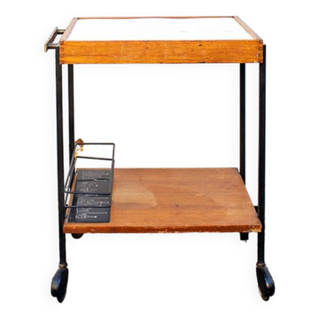 Carrello Bar in legno e metallo smaltato Italia anni '50