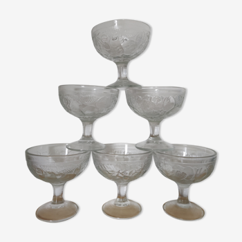 set of 6 thick glass ice cups decor vintage fruits