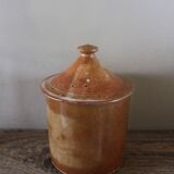 Vintage stoneware vase pot with lid