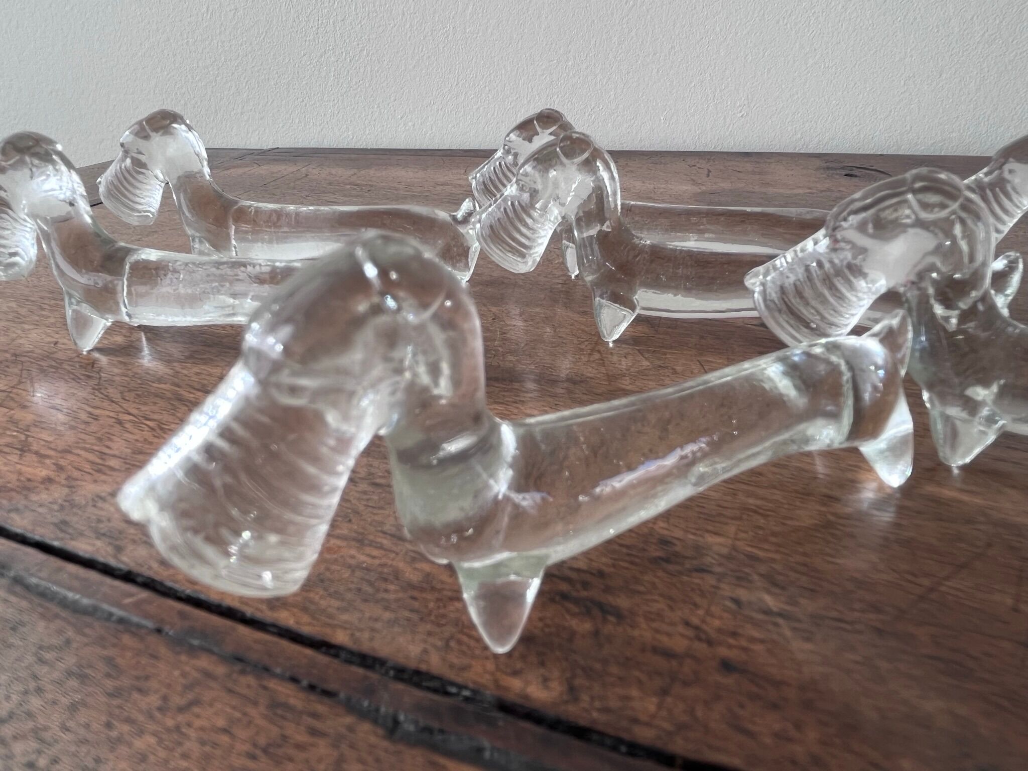 10 Fox glass knife holders 60s